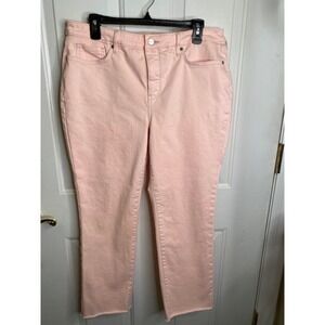 NYDJ Sheri Slim Cropped Jeans Women's Sz 12 Light Wash Pink Stretch Denim Pants
